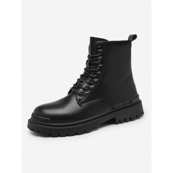 Lace Up Zipper Side Combat Boots 