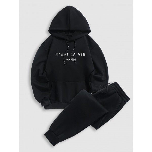 Letter Embroidery Streetwear Pullover Hoodie And Fleece