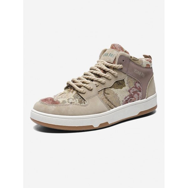 Mid Top Patterned Lace Up Skate Shoes 